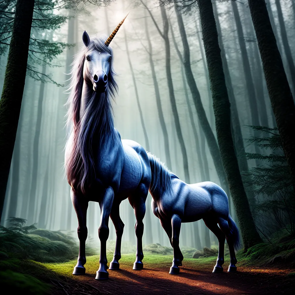 Fotos unicornio magico floresta lua