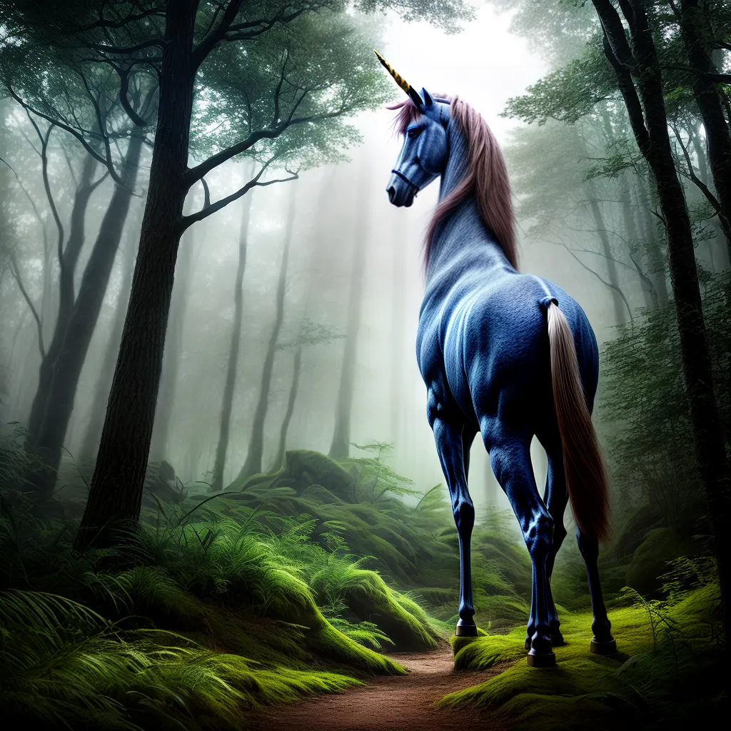 Fotos unicornio majestoso floresta mistica