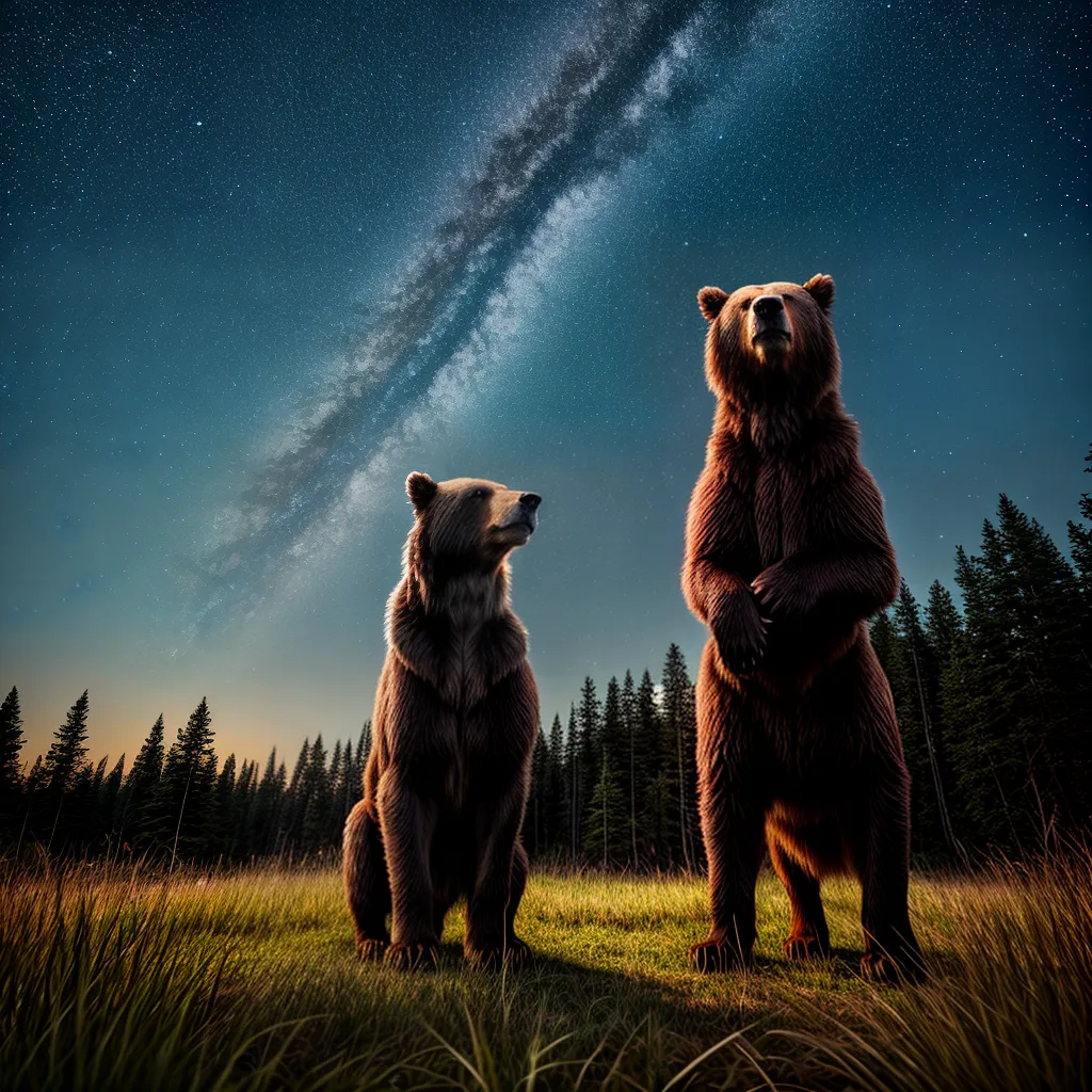 Simples e Onipresente: Significado dos sonhos com Ursos 6 Fotos urso floresta noite estrelas