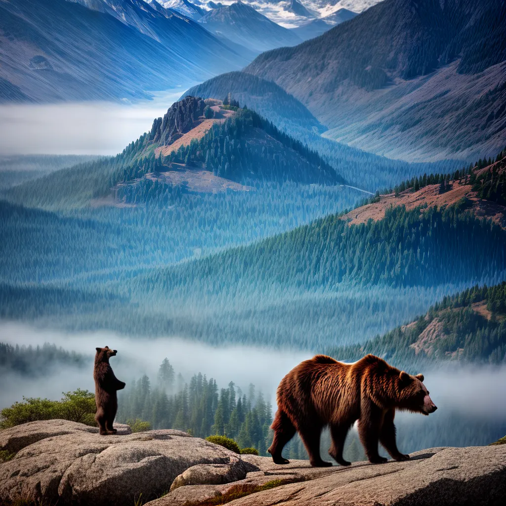 Universo Onírico: Descubra o Significado de Sonhar com Ursos 4 Fotos urso poderoso montanha vista