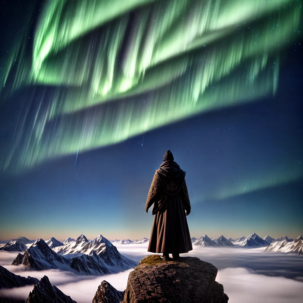 Fotos utopia noturna montanha ilhas flutuantes auroras