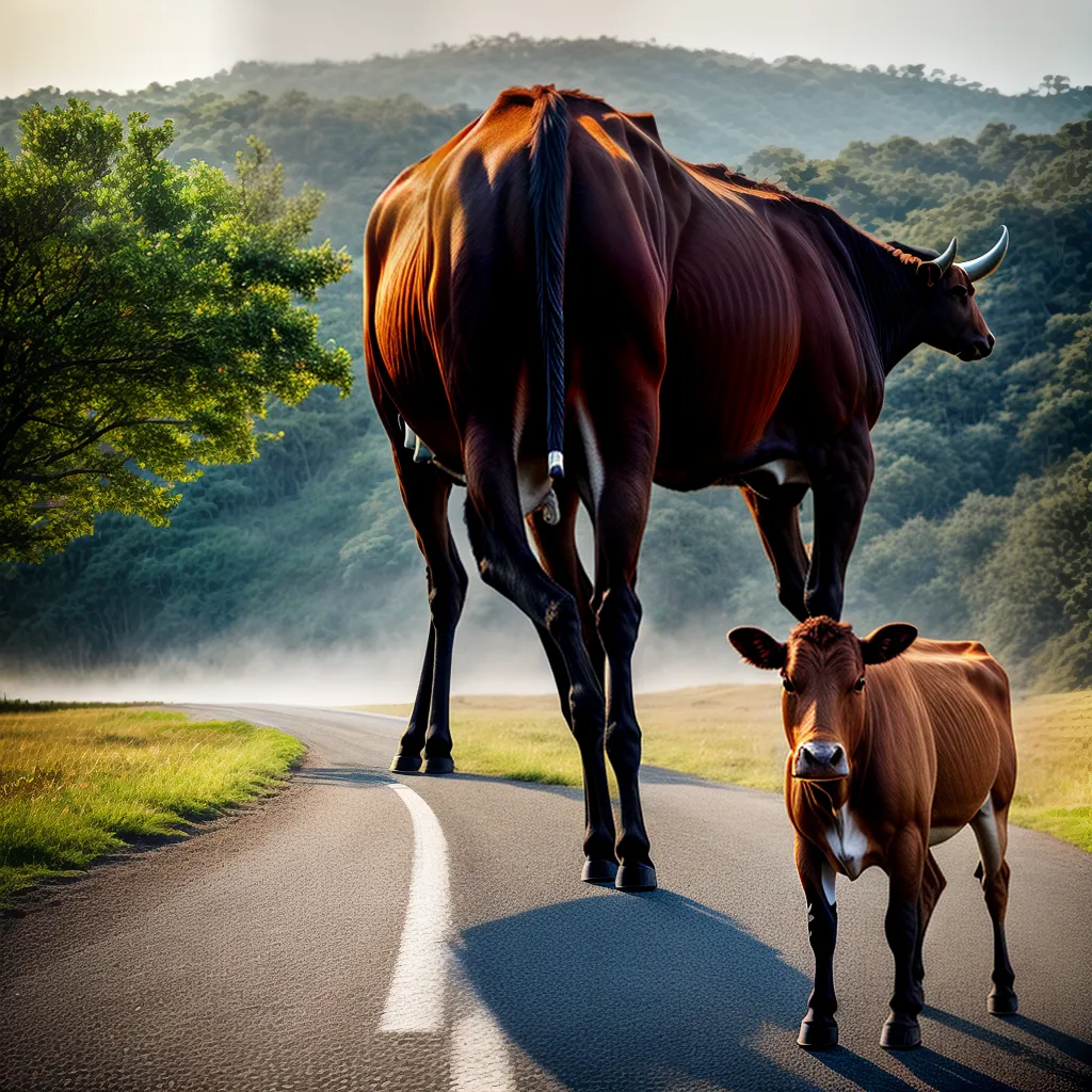 Rebanho na estrada: saiba o que significa sonhar com gado 4 Fotos vaca estada rua deserta busca