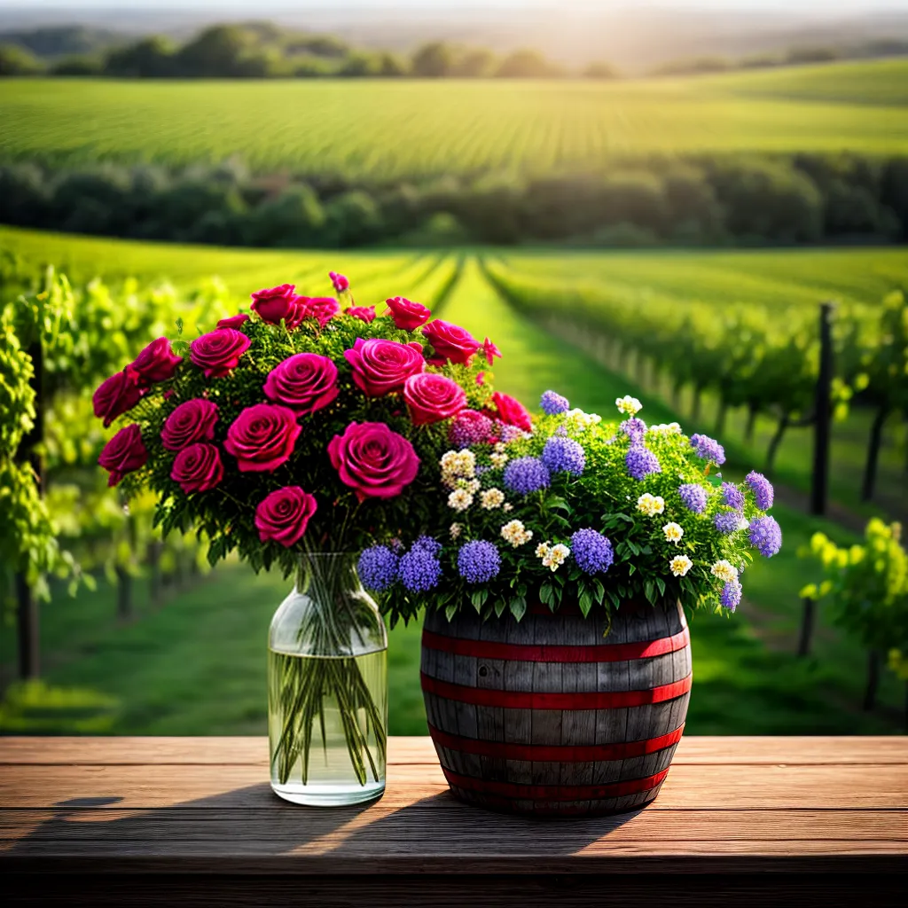 Qual é o Significado de Sonhar com um Vaso de Flores em um Vinhedo? 6 Fotos vaso flores vinhedo sol brilho
