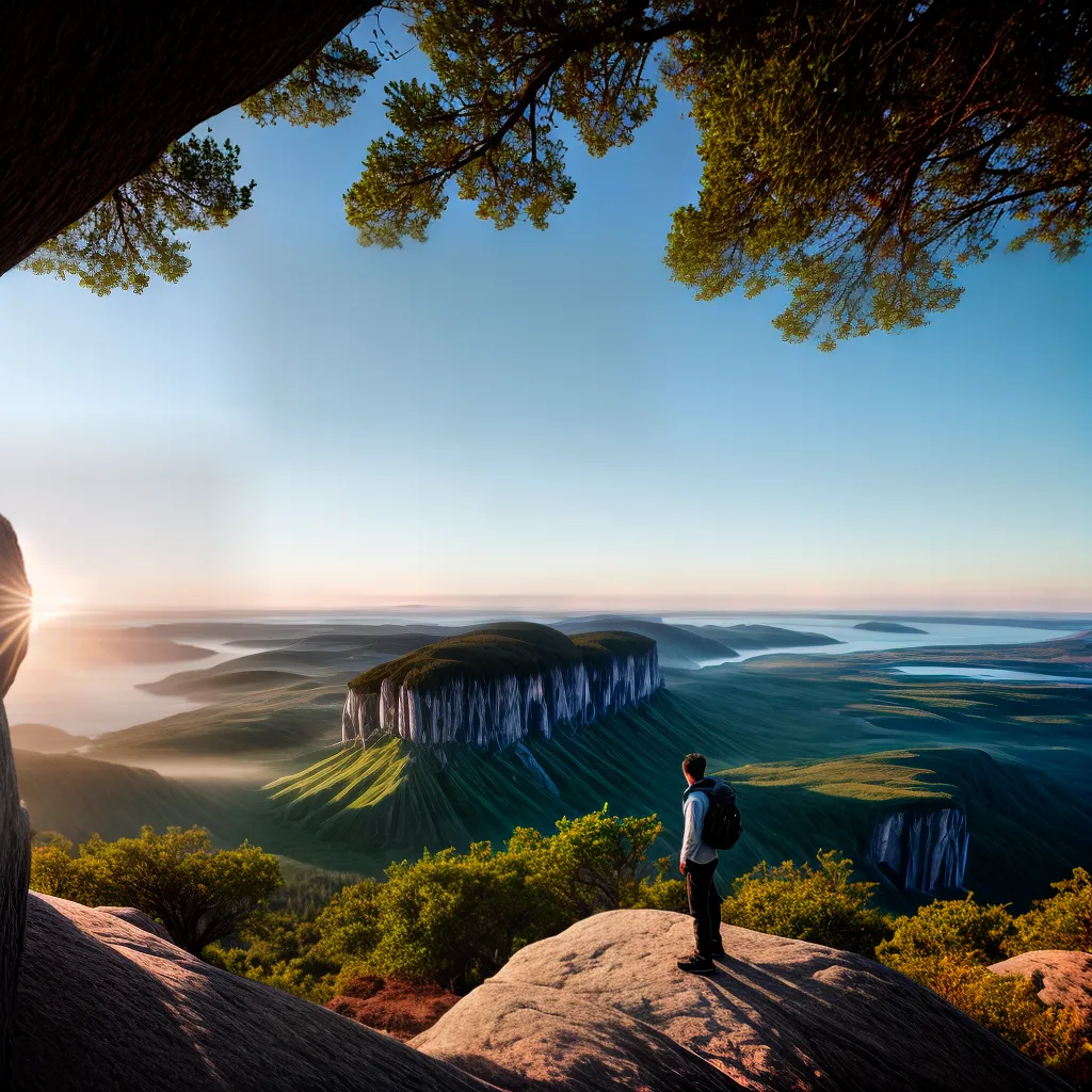 Fotos viajante pensativo paisagem transformacao
