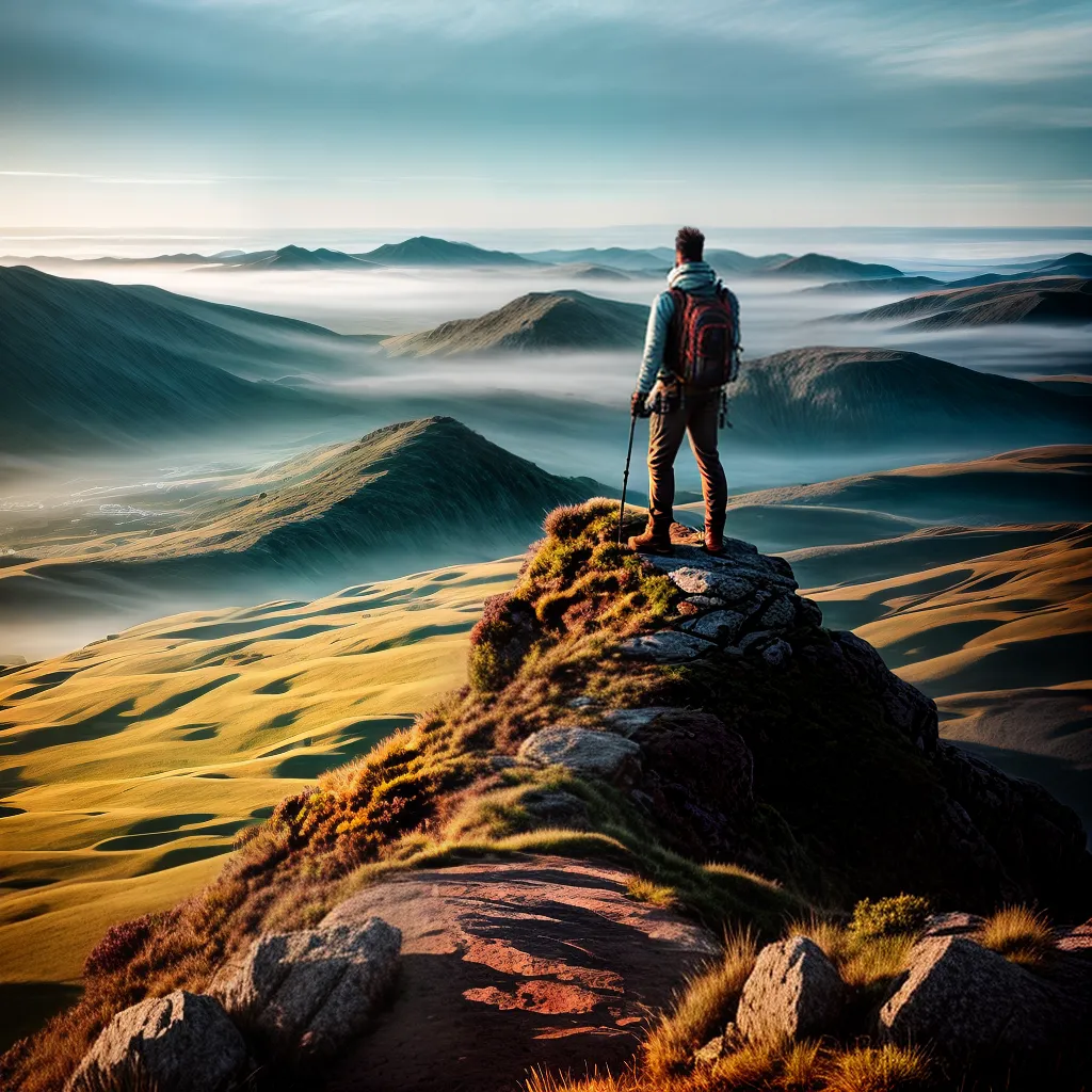 Desvendando o significado dos sonhos com Lugares Remotos e Aventuras 6 Fotos viajante pico por do sol trilha