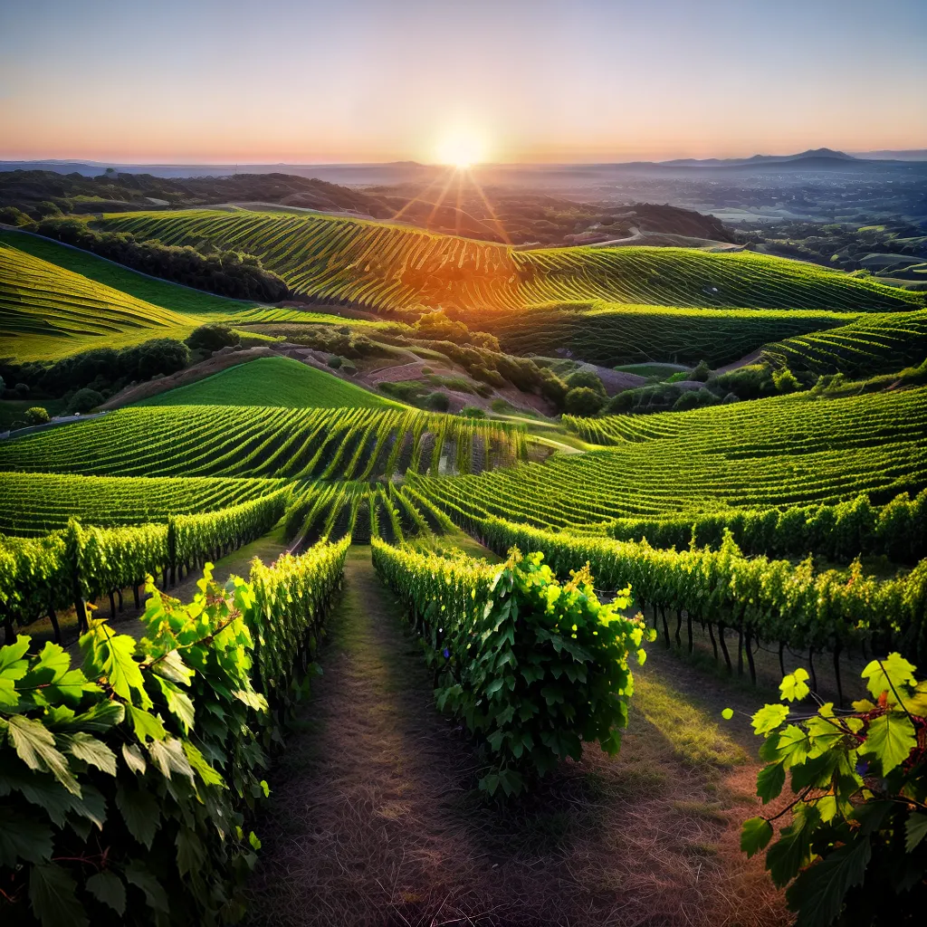 Fotos vinhedo por do sol uvas misterio