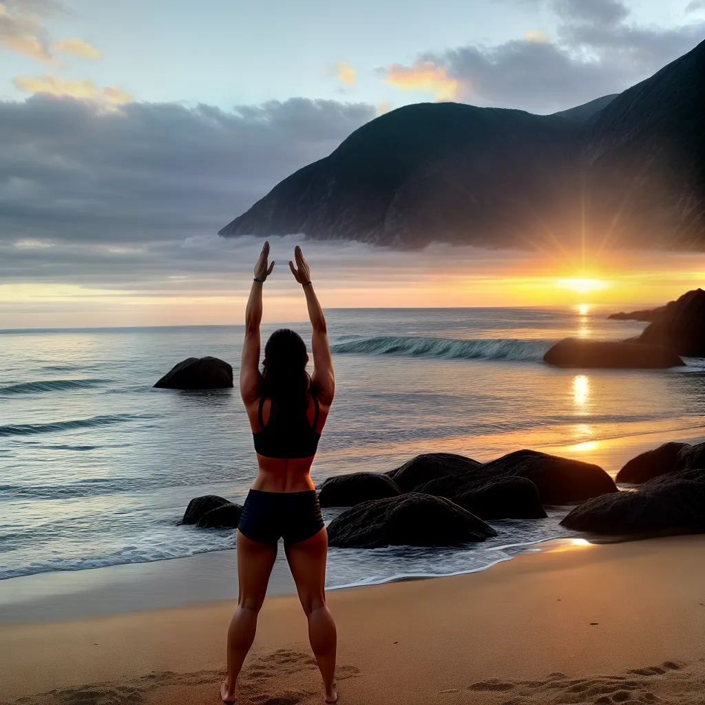 Fotos yoga praia paz sol poente