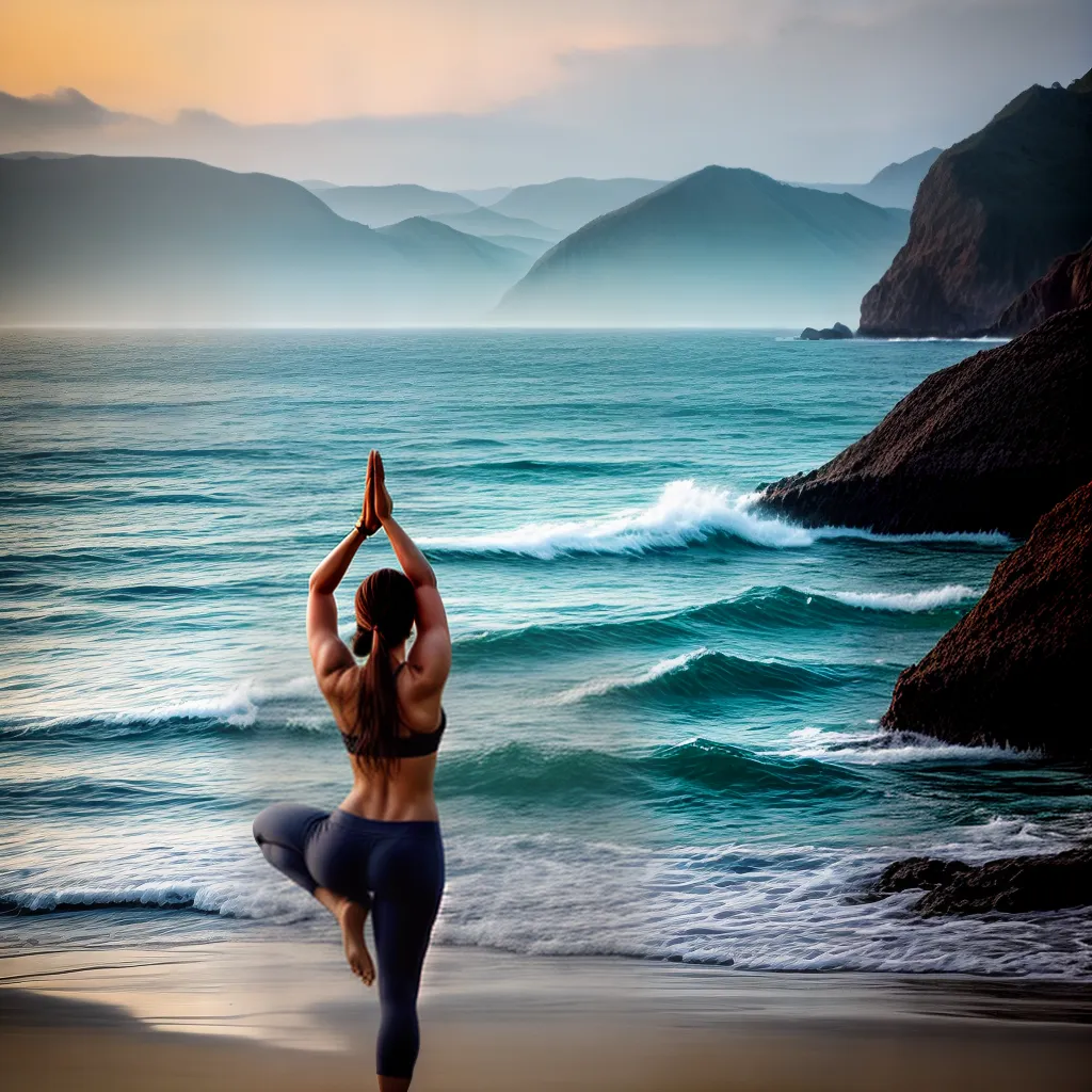 Fotos yoga praia serenidade saude