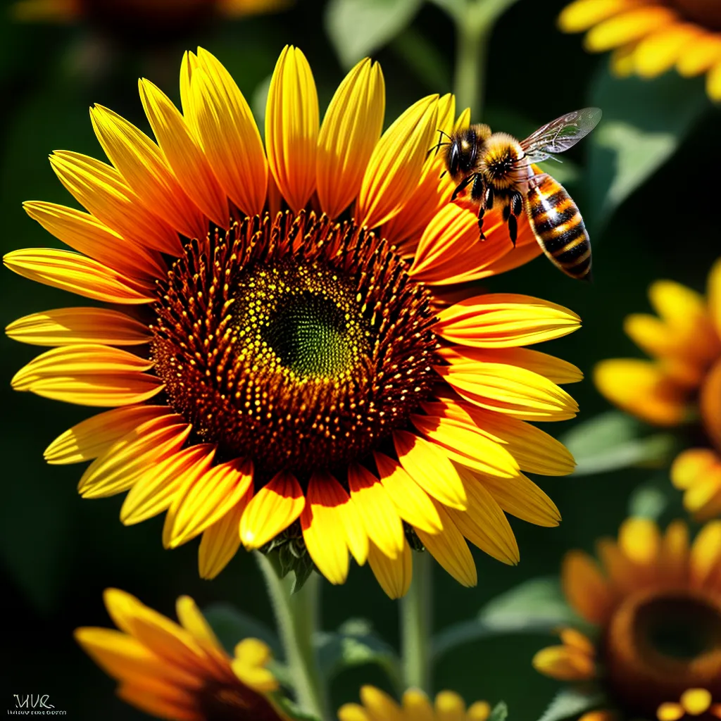 Fotos abelha coletando nectar girassol