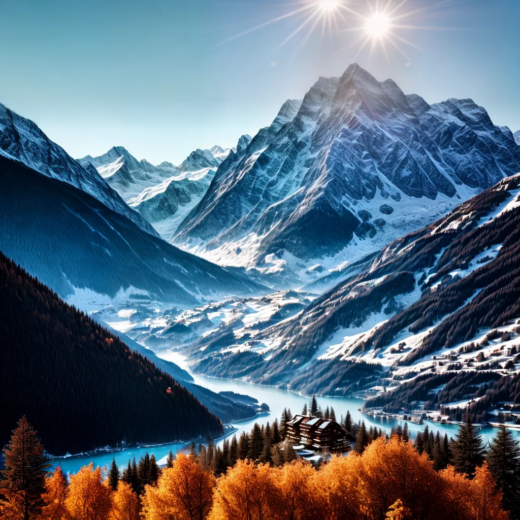 Fotos alpes suicos paisagem chalet
