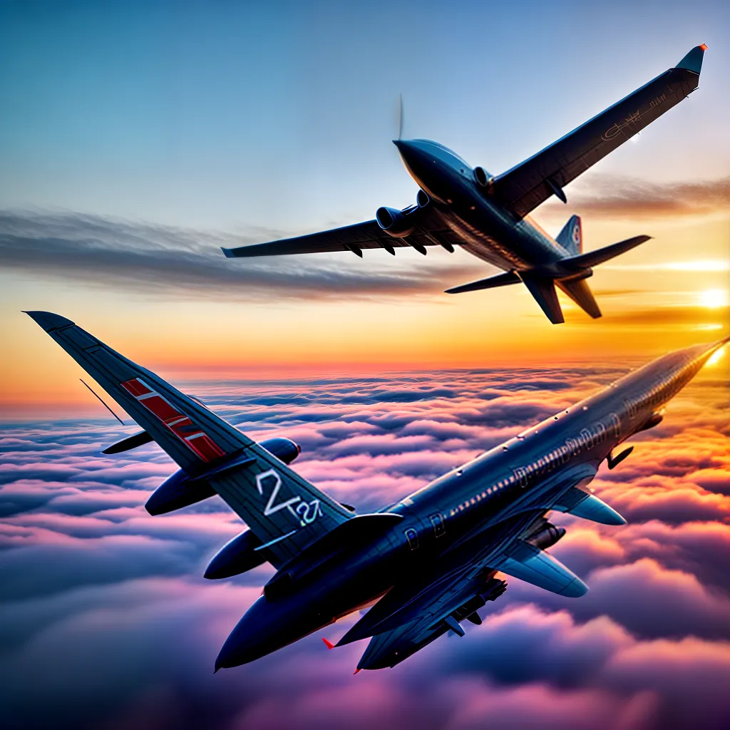 Fotos aviao por do sol vibrante