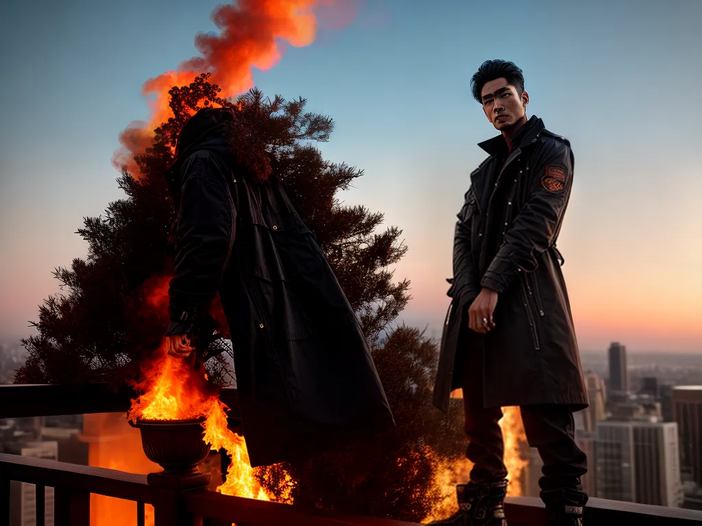 Fotos balcony flames fiery night sky