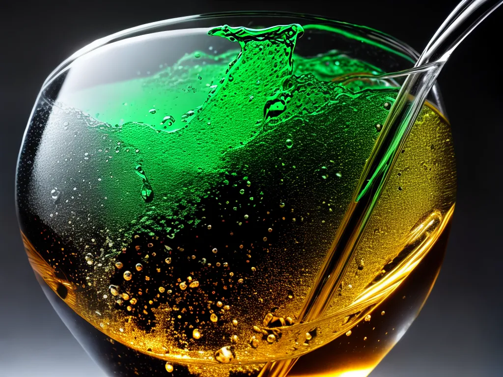 Fotos beaker liquido bolhas gases coloridos