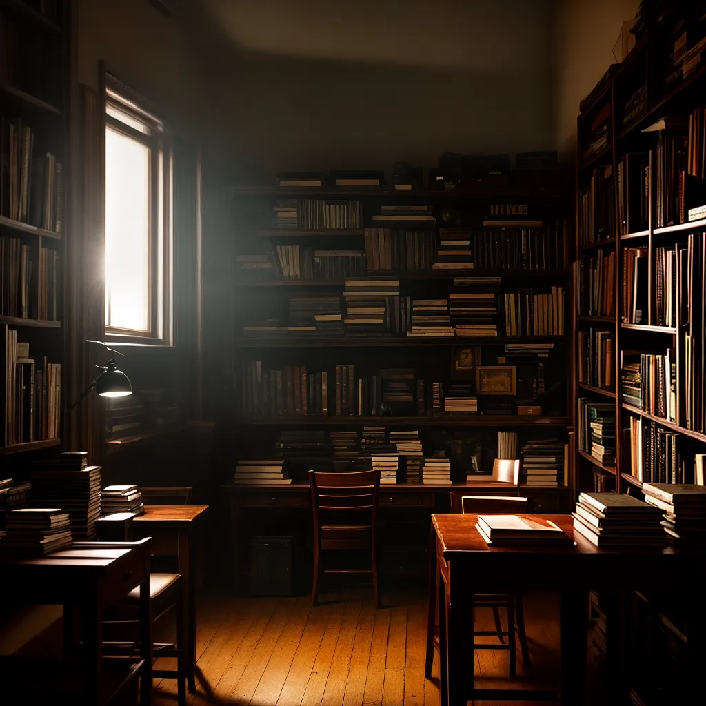 Fotos biblioteca noturna estudante misterio