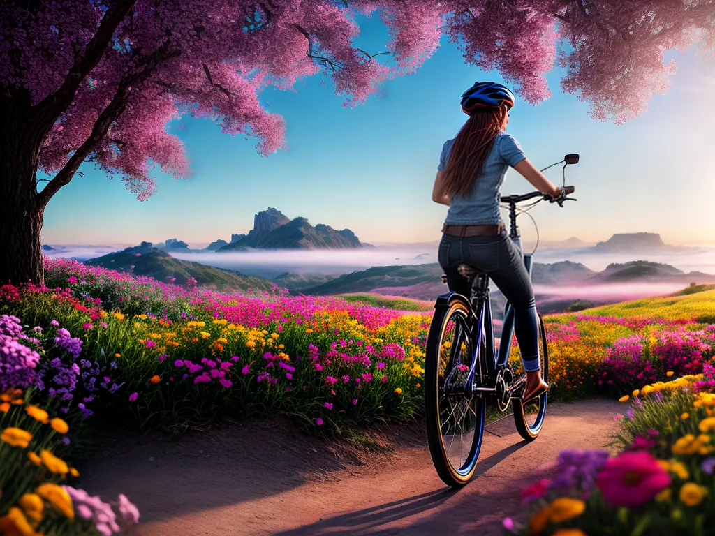 Fotos bicicleta colorida paisagem onirica