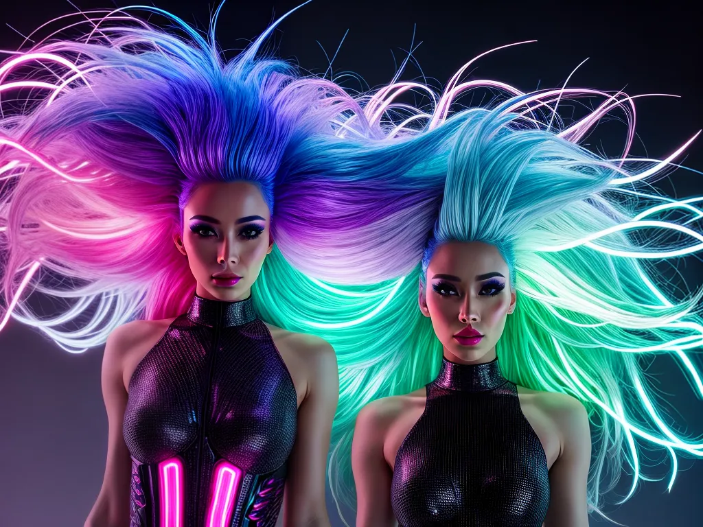 Fotos cabelo neon futurista inovacao