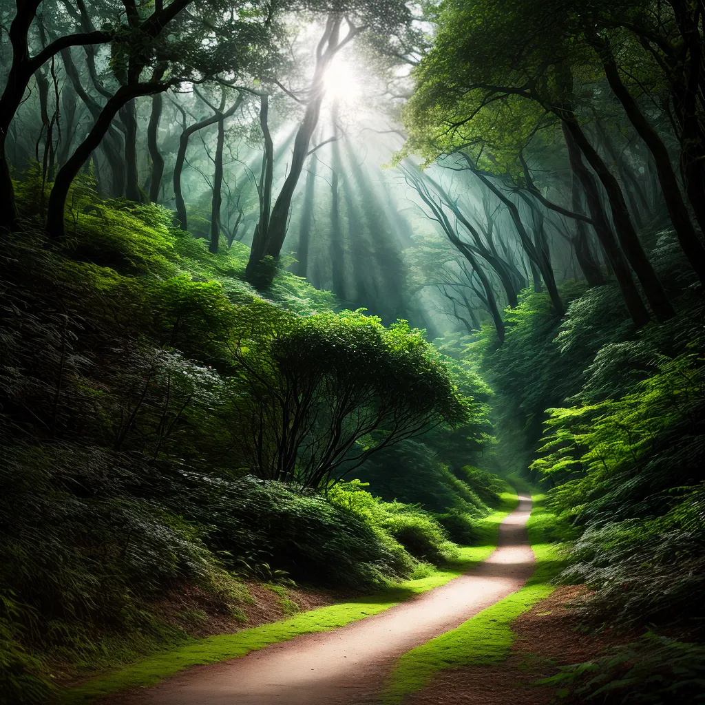 Fotos caminho misterioso orbes floresta