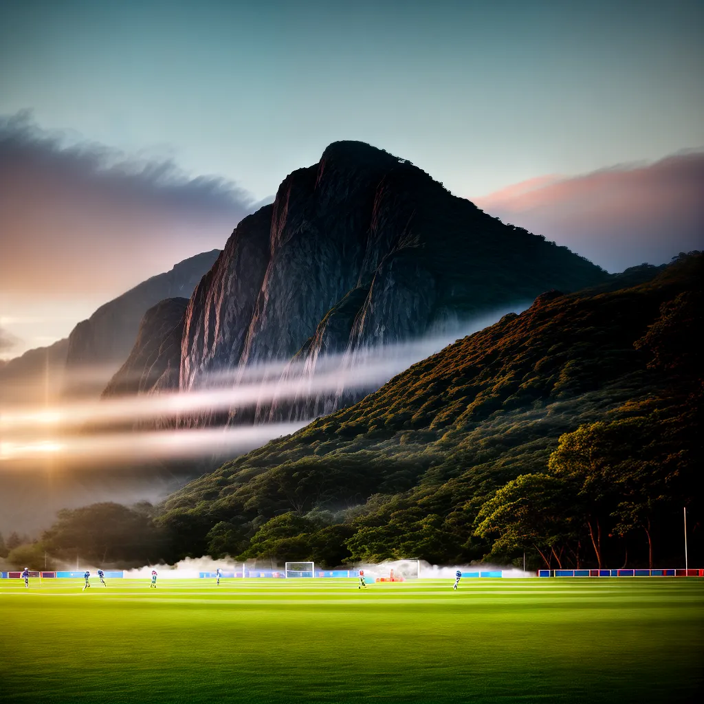 Fotos campo futebol por do sol jogadores 1