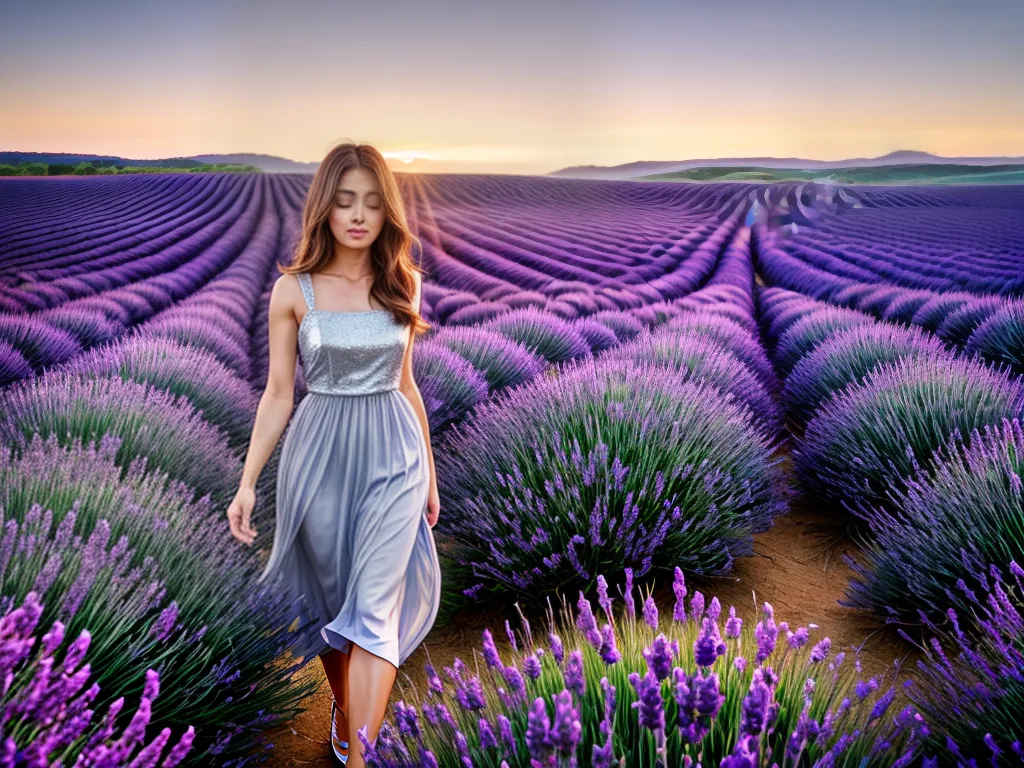 Fotos campo lavanda por do sol