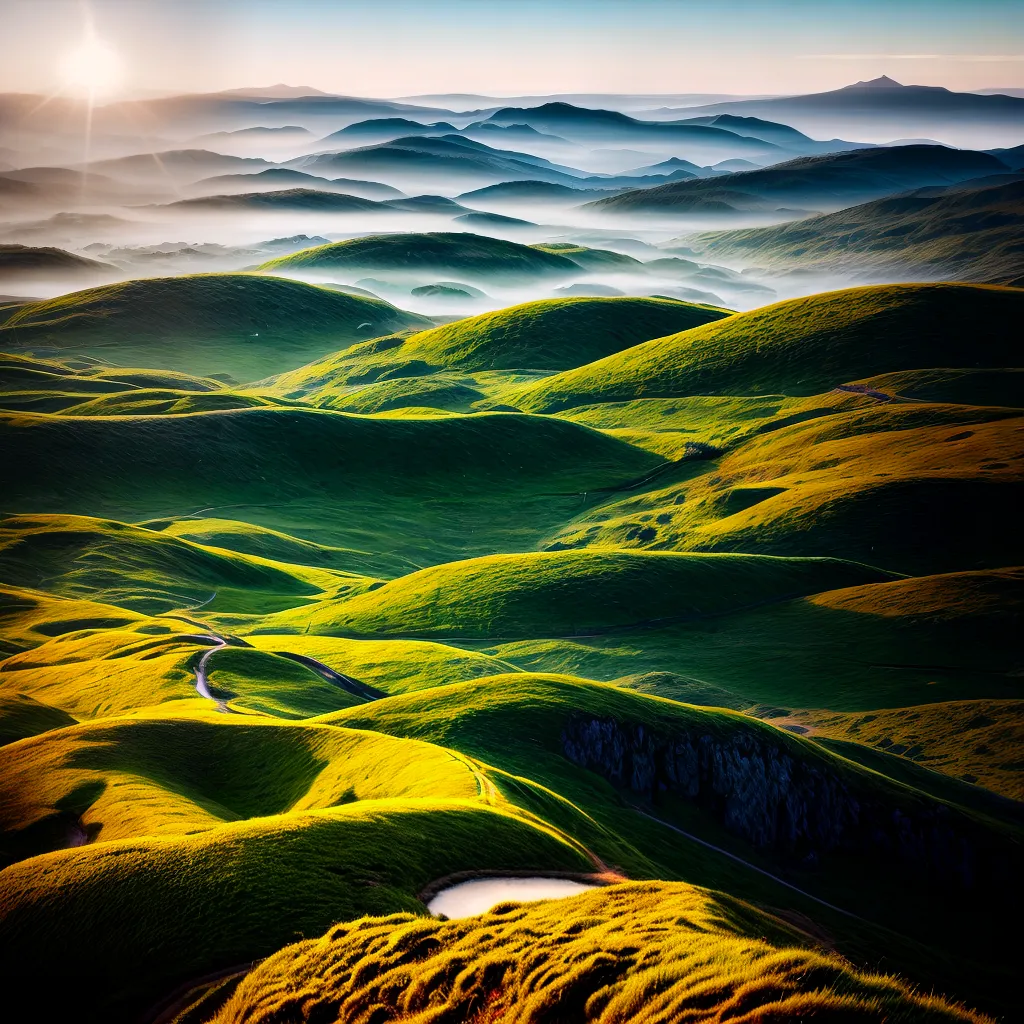 Significado de Sonhar com Paisagem Deslumbrante e Parceria Afetuosa 3 Fotos campo verde montanhas parceria sol