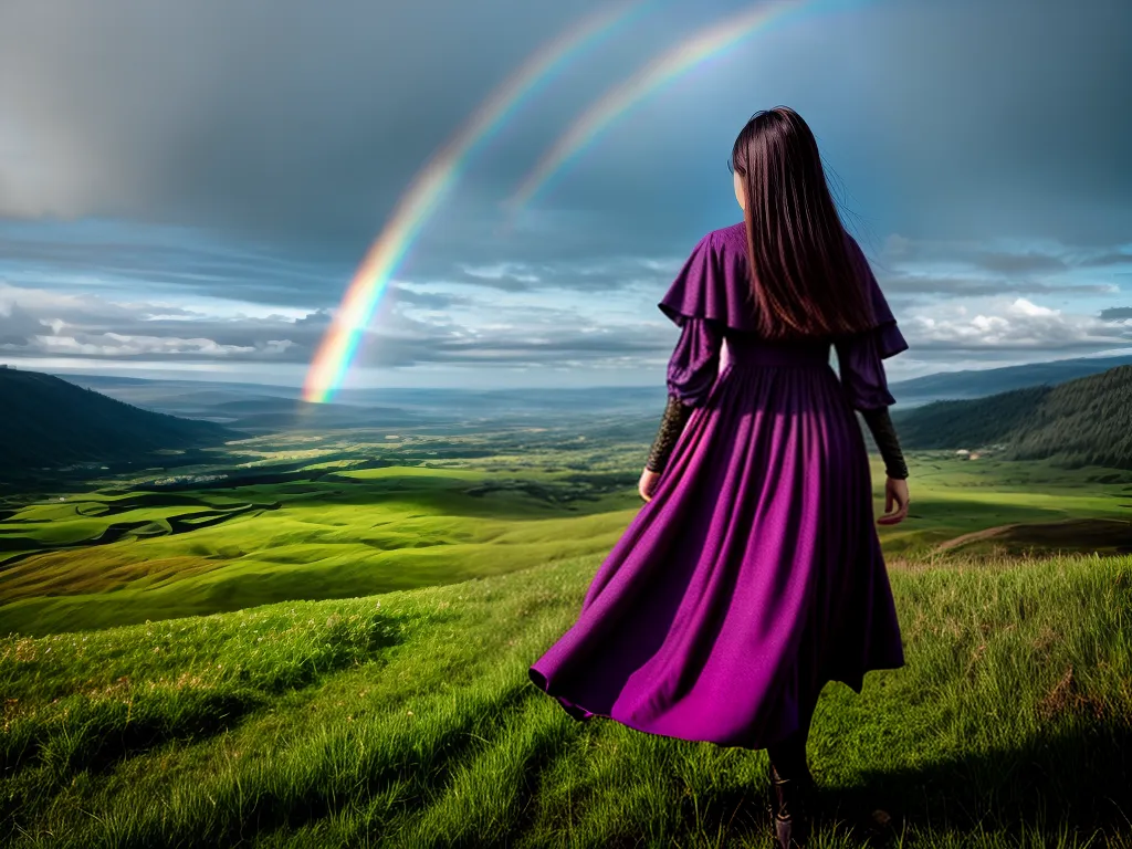 2. Revelado: o que seu sonho com um arco está tentando lhe dizer? 2 Fotos campo verde pessoa arco iris