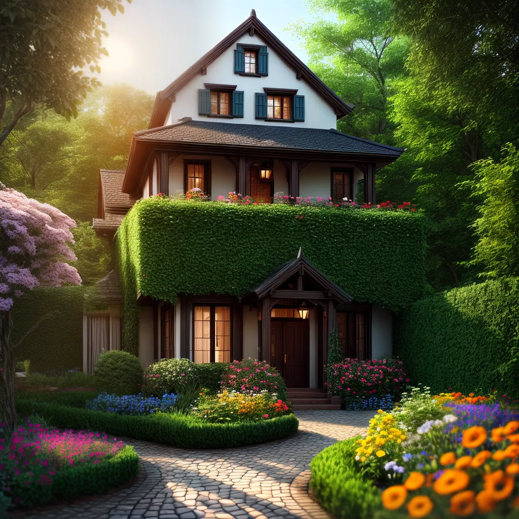 Fotos casa jardim encantador ilustracao