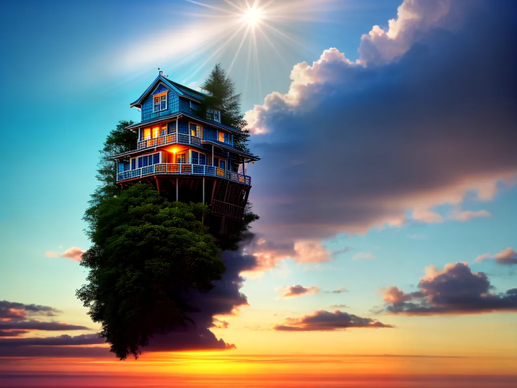 Descubra o Significado dos Sonhos com Casas 2 Fotos casa nuvens flores surreal