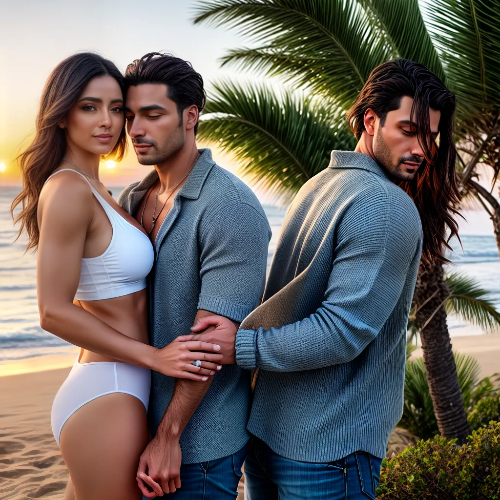 Fotos casal amor praia palmeiras por do sol