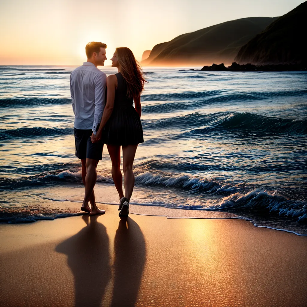 Sonhar com Namorada: Um Símbolo de Amor ou Alerta do Subconsciente? 3 Fotos casal andando juntos praia por do sol