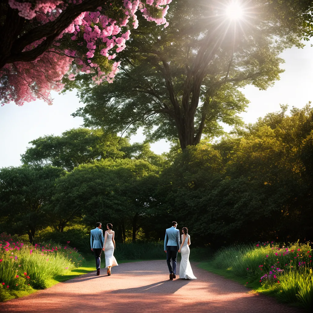 A Jornada da Sedução: Descubra o Significado de Sonhar com Par Romântico 6 Fotos casal caminhando jardim flores borboletas