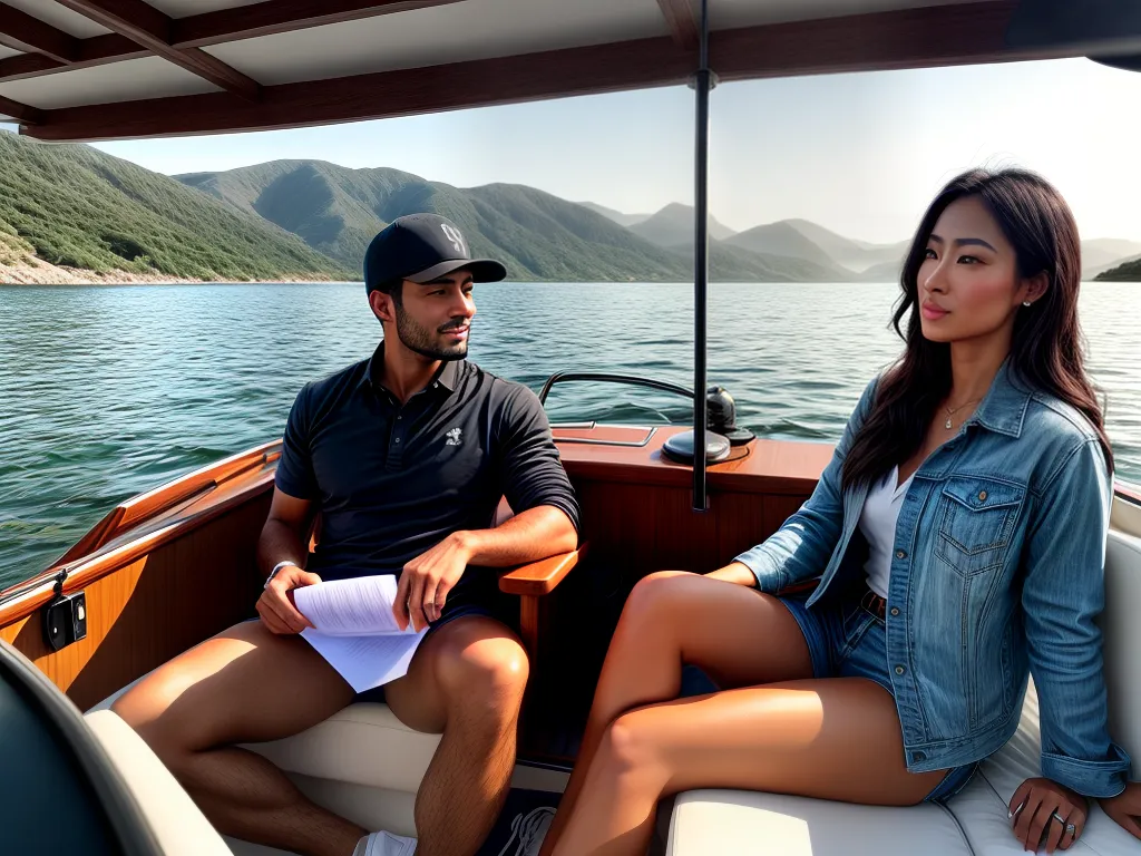 Fotos casal negocios barco aguas calmas