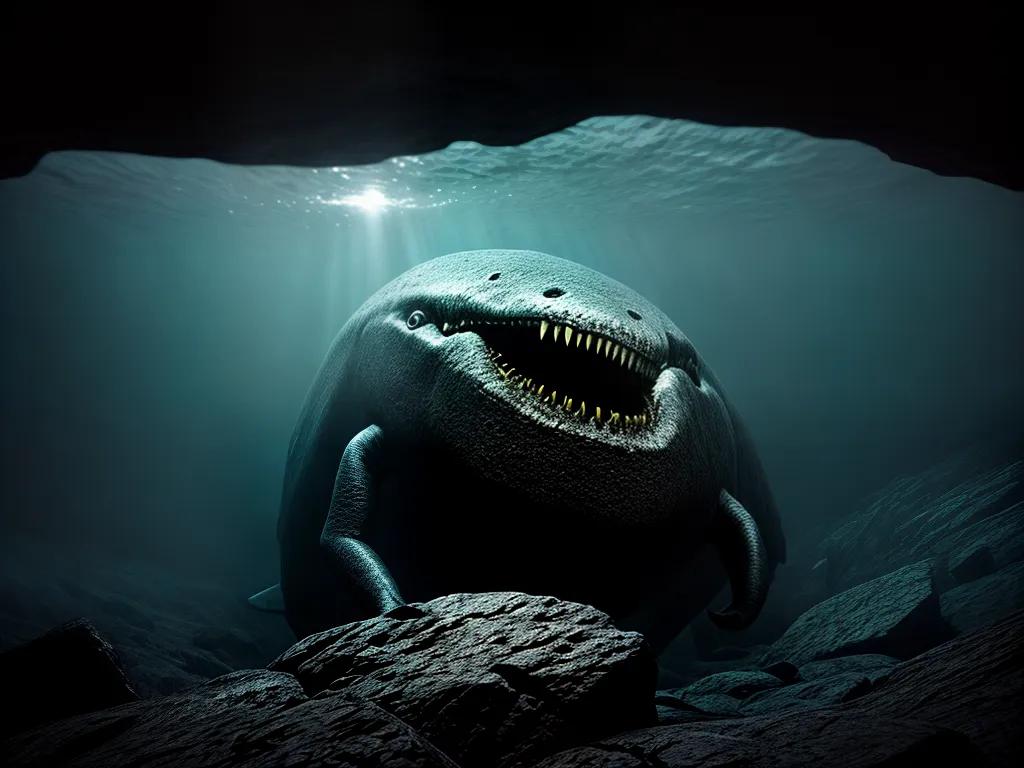Sonhos Misteriosos: O Enigma do Monstro nas Profundezas 5 Fotos caverna subaquatica monstro misterio