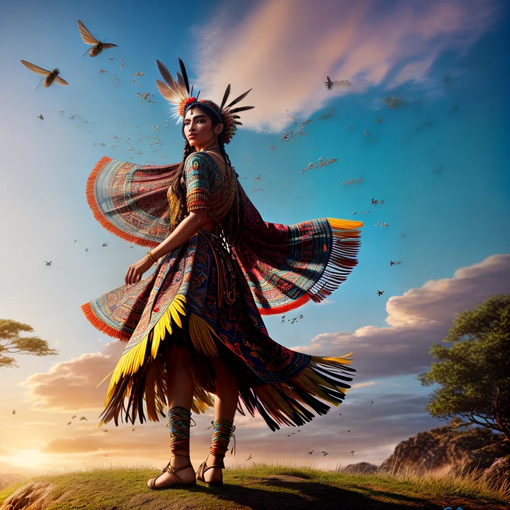 Fotos cena onirica indigena pajaro natureza