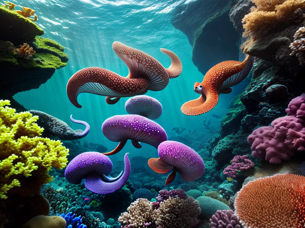 Fotos cena submarina octopuses coloridos