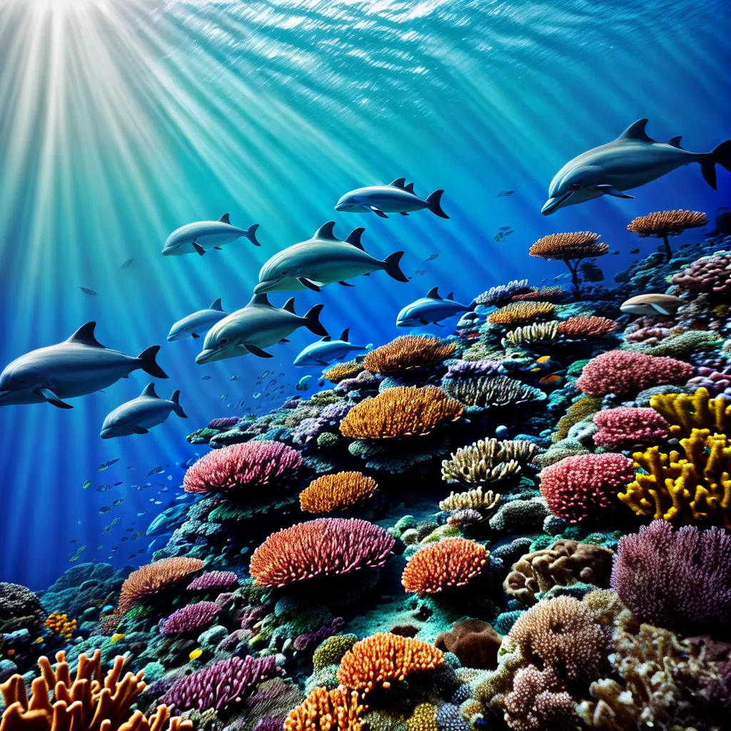 A Linguagem dos Sonhos: Decifrando a Comunicação no Mundo Submarino 2 Fotos cena submarina recife coral delfins
