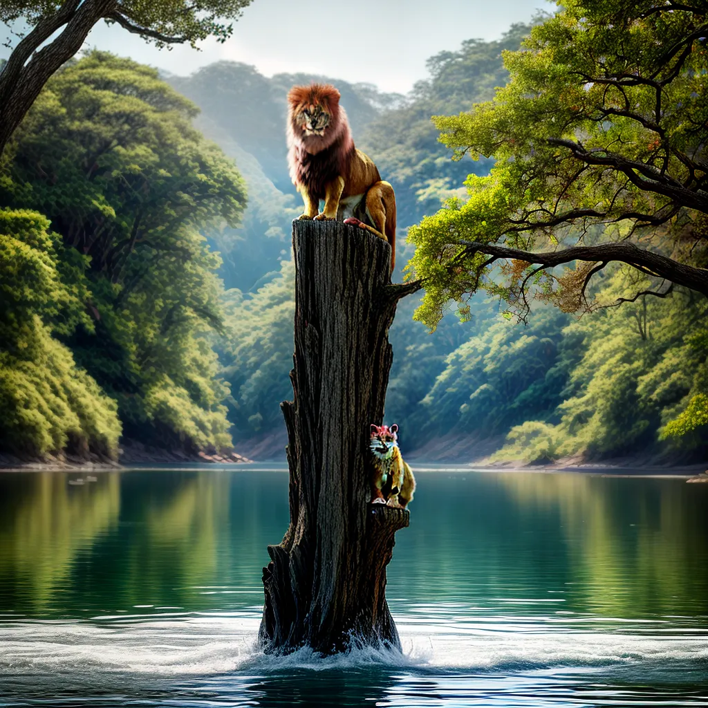 Fotos cena surreal animais leao coruja golfinho borboleta