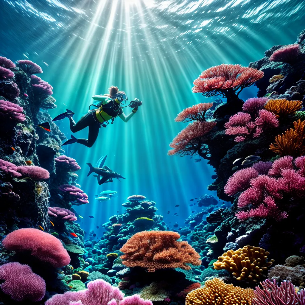 Desvendando Sonhos: Submersão e seus Mistérios 3 Fotos cenario subaquatico recifes peixes mergulhador