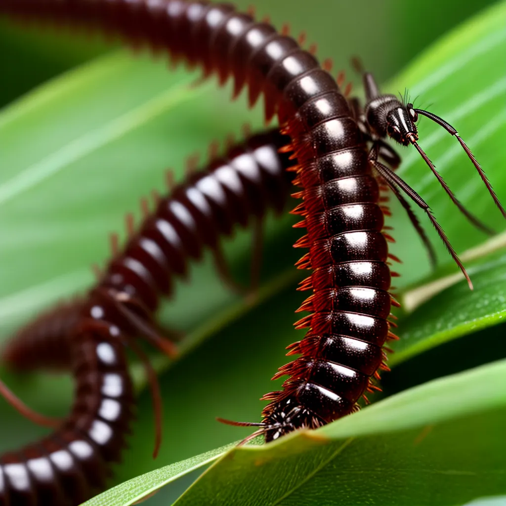 Fotos centopeia intrincada folha verde