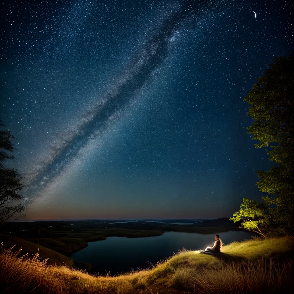 Santuário dos Sonhos: Descubra o Significado Oculto das Noites 3 Fotos ceu estrelado lua crescente paisagem serena