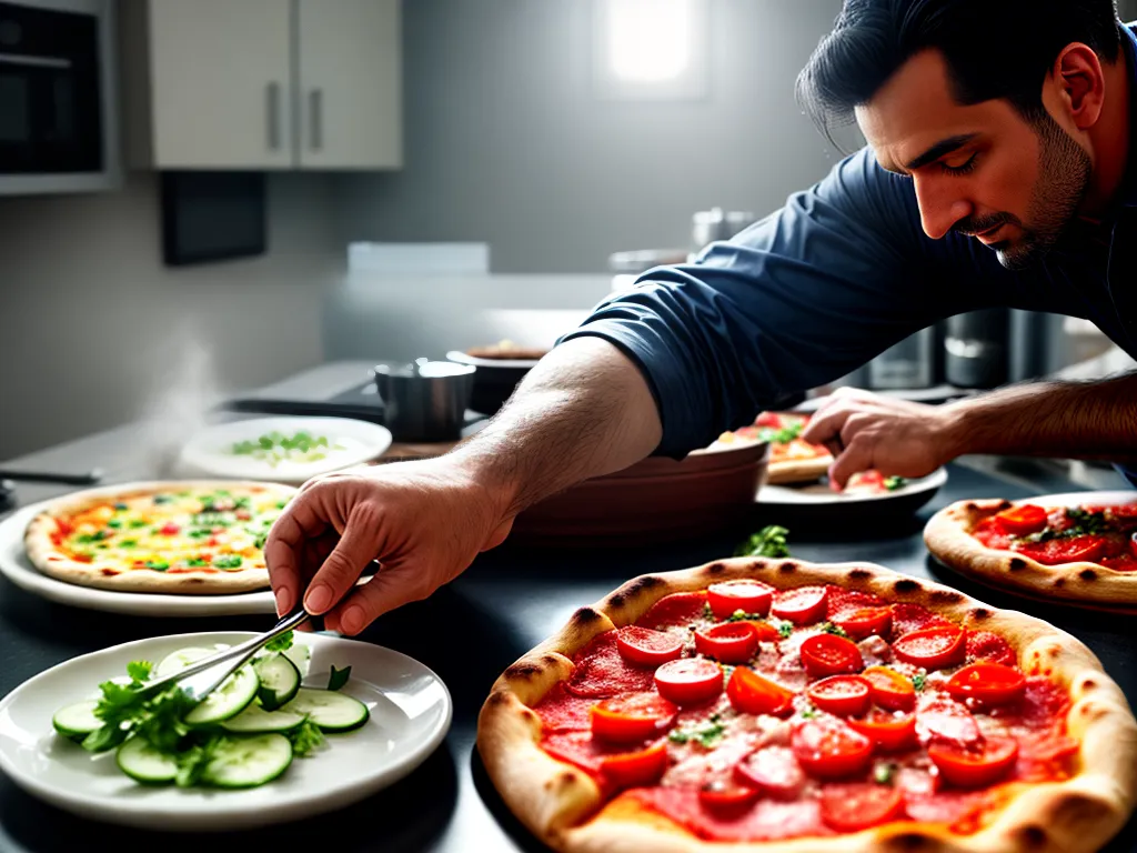 Fotos chef preparando massa pizza colorida