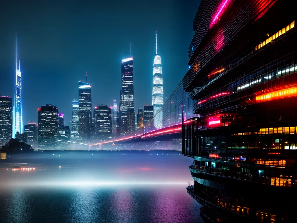 Fotos cidade futurista luzes aperto de maos