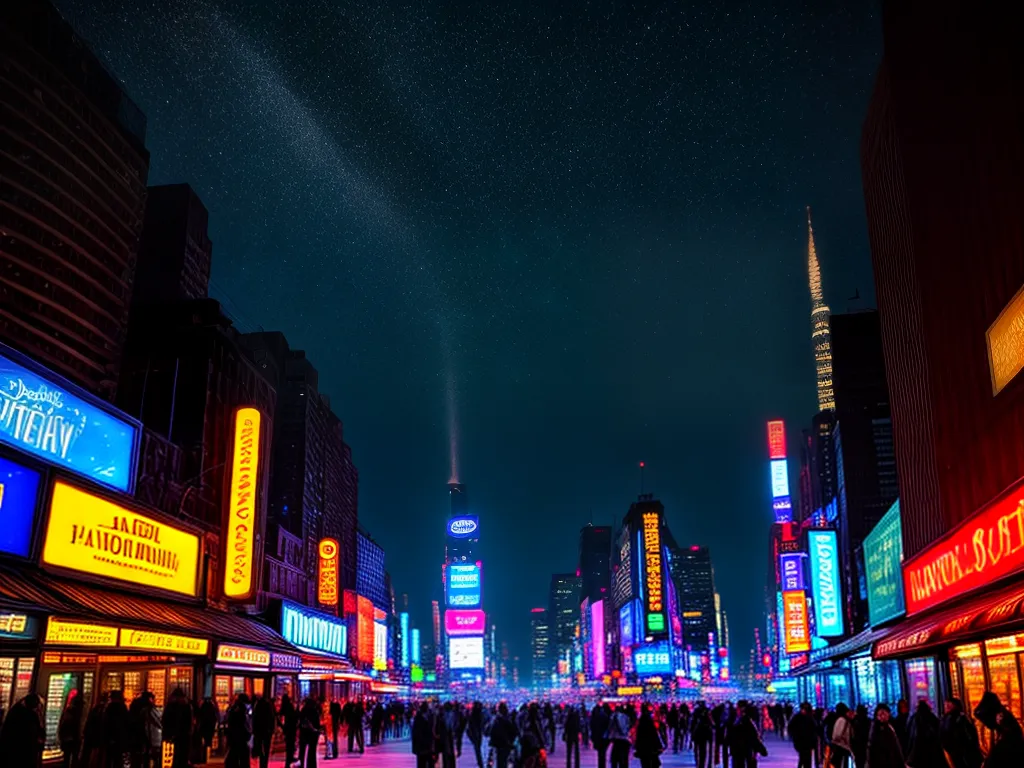 Fotos cidade neon estrelas noite