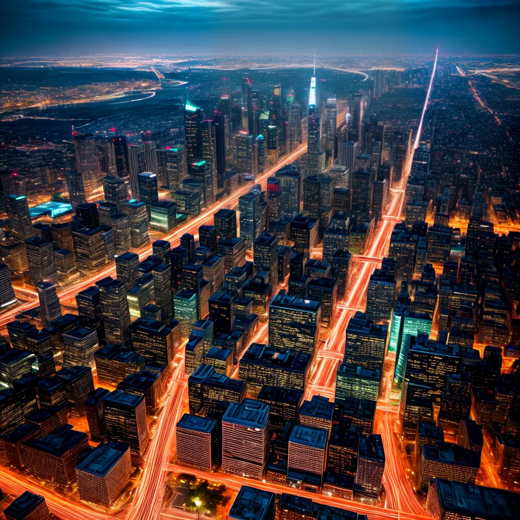 Fotos cidade noturna arranha ceus iluminados 1