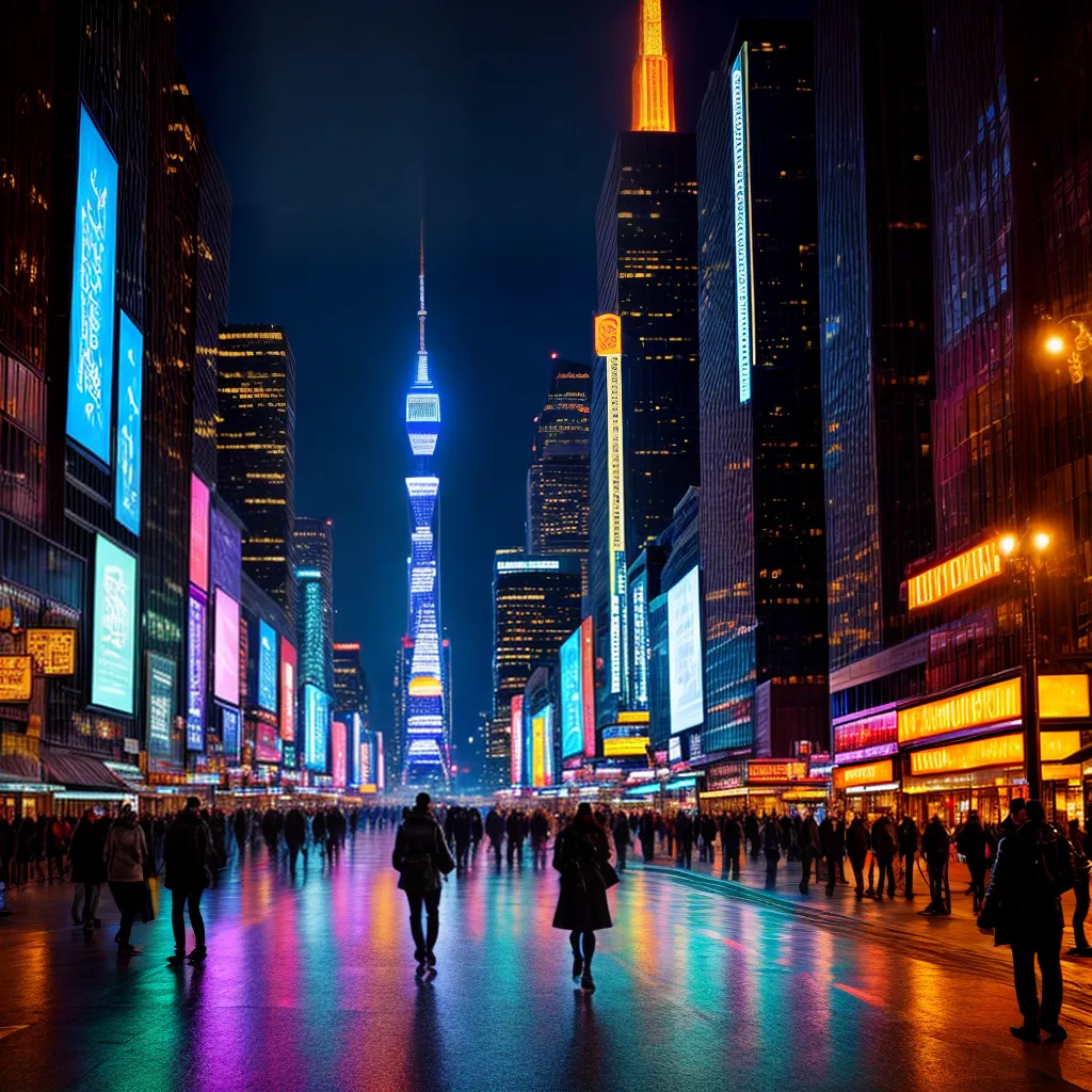 Fotos cidade noturna arranha ceus luzes