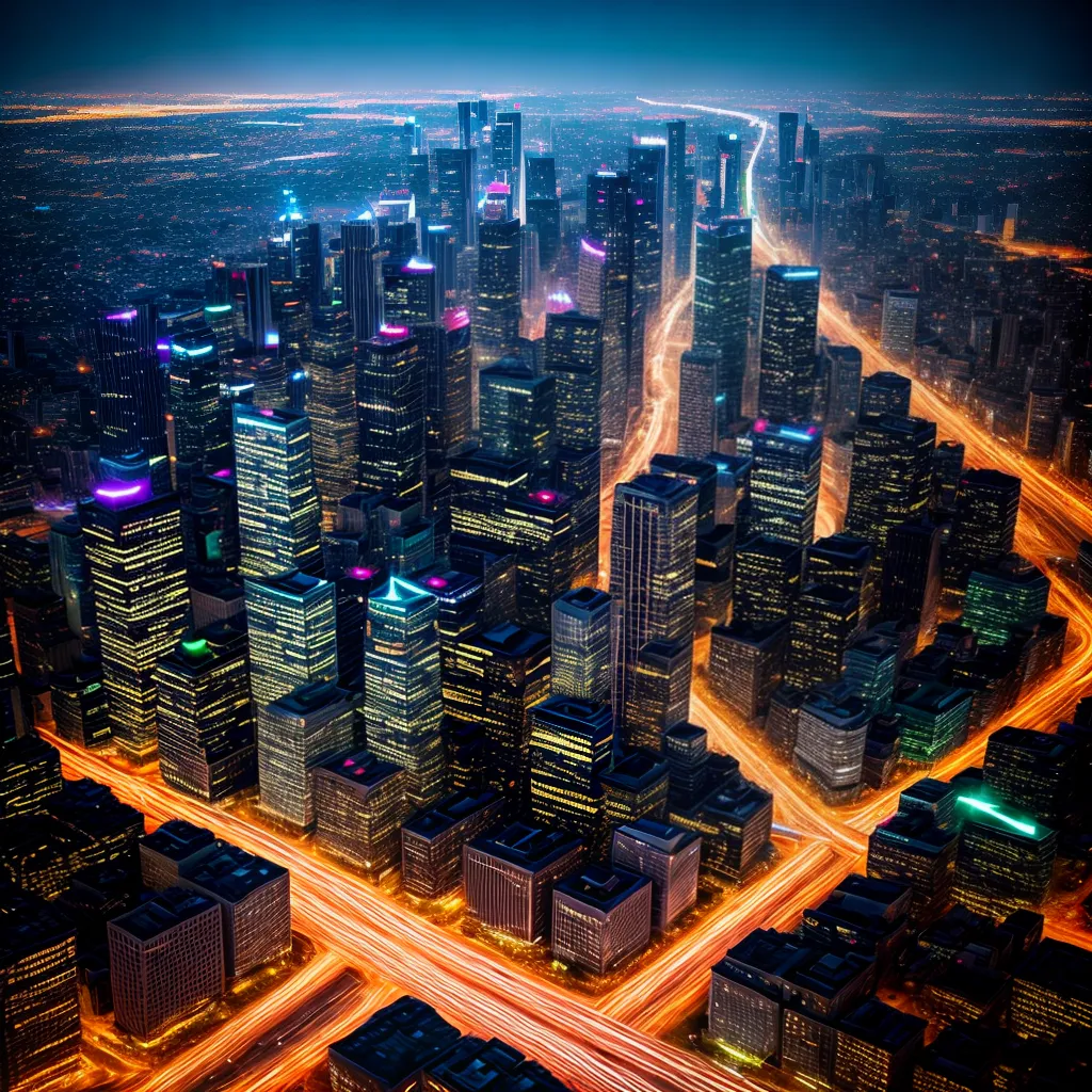 Fotos cidade noturna luzes arranha ceus 1