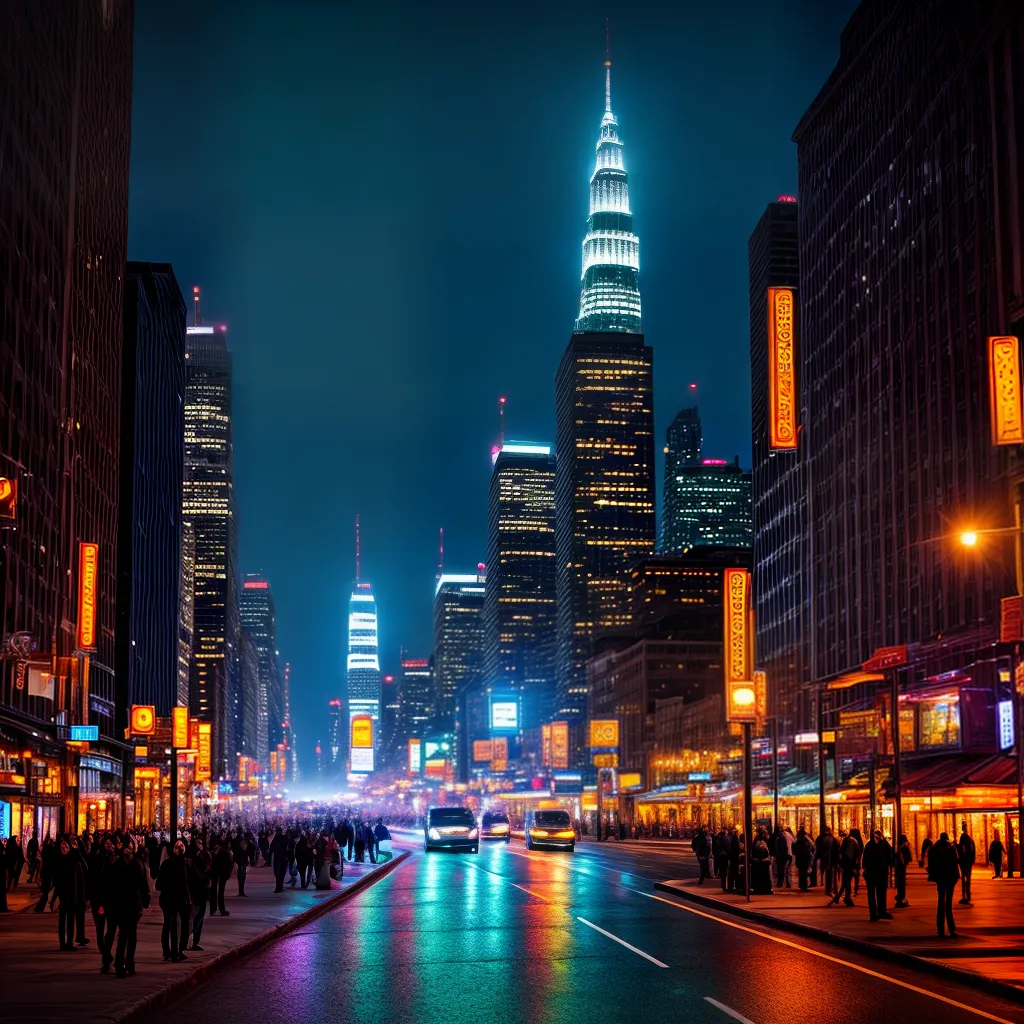 Fotos cidade noturna luzes ruas pessoas