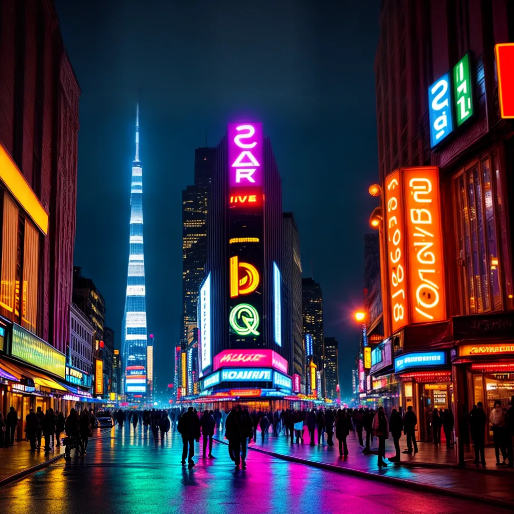 Fotos cidade noturna luzes vibrantes vida noturna 1