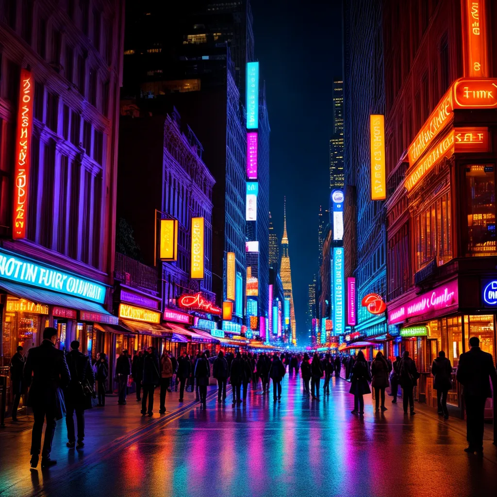 Fotos cidade noturna luzes vibrantes vida noturna