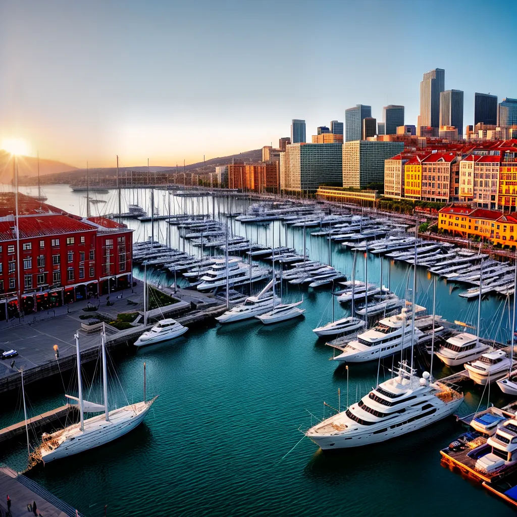 Fotos cidade portuaria por do sol