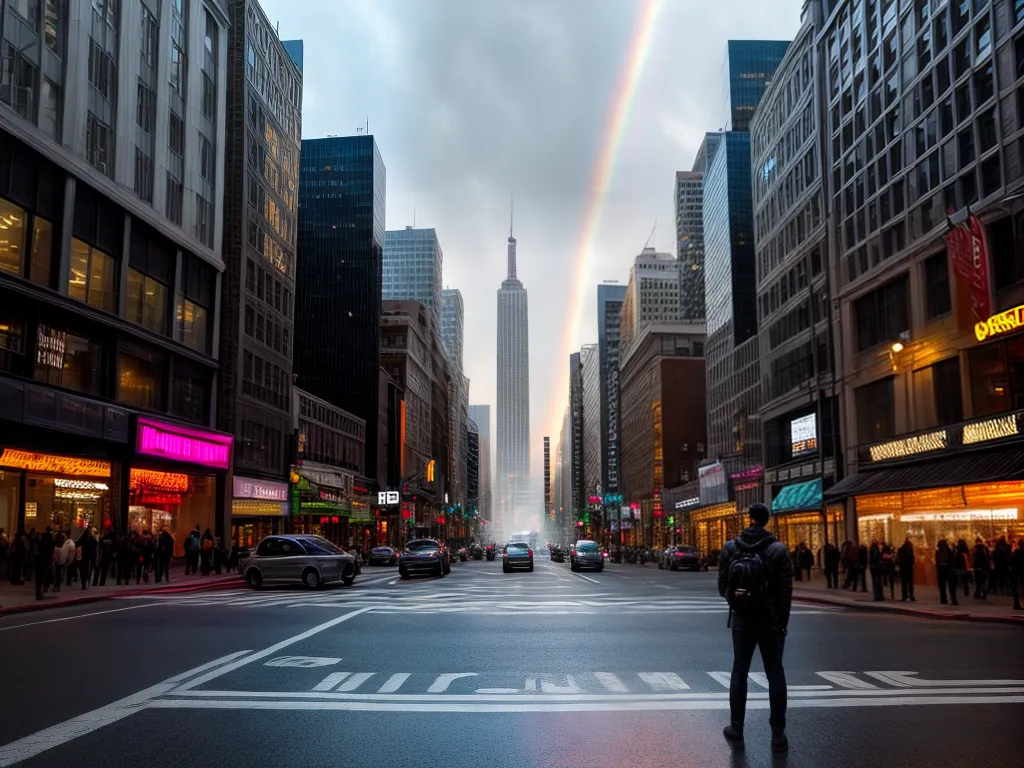 Fotos cidade rua pessoas arco iris